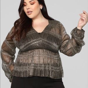 Fashion nova gold metallic top